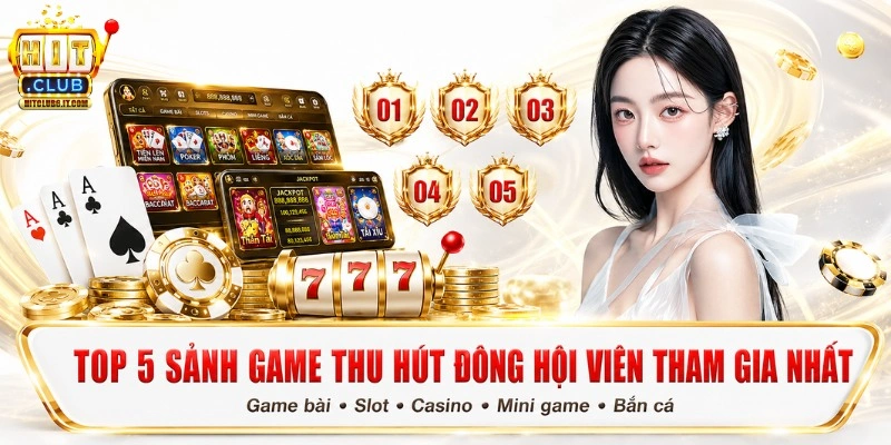 Top 5 sảnh game thu hút đông hội viên tham gia nhất